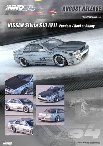 Inno64 1:64 Nissan Silvia (S13) V1 Pandem Rocket Bunny in Silver - Unrivaled USA