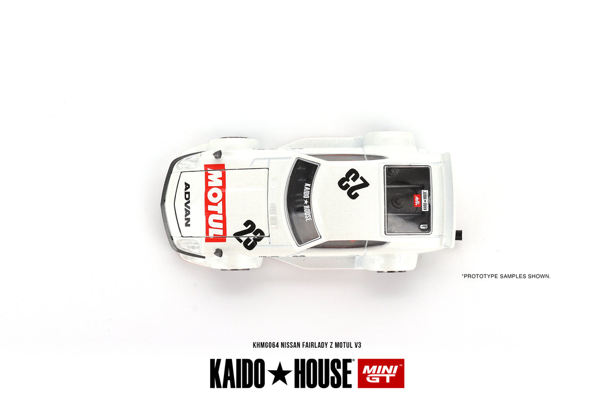 Nissan Fairlady Z GT V1 Red With White Kaido House x Mini GT Big J's Garage