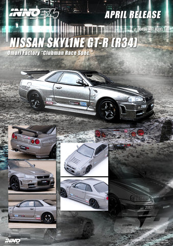 Inno64 1:64 Nissan Skyline GT-R (R34) "Clubman Race Spec" Tuned by Nismo Omori Factory - Unrivaled USA