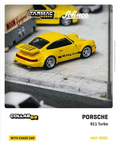 Tarmac Works x Schuco 1:64 Porsche 911 Turbo in Yellow - COLLAB64