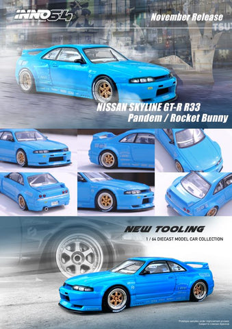 Inno64 1:64 Nissan Skyline GT-R (R33) “Pandem/Rocket Bunny” in Blue - Unrivaled USA
