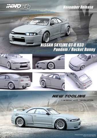 Inno64 1:64 Nissan Skyline GT-R (R33) “Pandem/Rocket Bunny” in Cement - Unrivaled USA