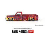 Kaido House x Mini GT 1:64 Chevrolet Silverado Dually on Fire V1 – Red with Flames - Unrivaled USA