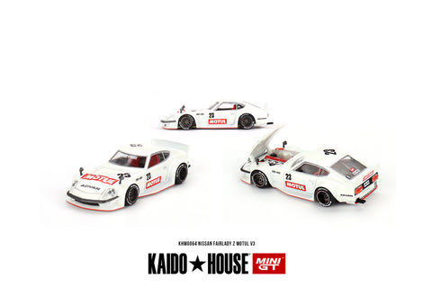 Kaido House x Mini GT 1:64 Datsun Kaido Fairlady Z Motul V3 in White – Limited Edition - Unrivaled USA