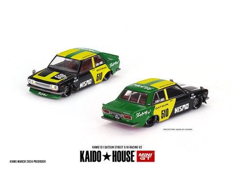 Kaido House x Mini GT 1:64 Datsun Street 510 Racing V2 – Black Yellow - Unrivaled USA