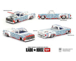 Kaido House x Mini GT 1:64 Chevrolet Silverado Dually on Fire V2 – White Flames - Unrivaled USA
