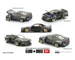 Kaido House x Mini GT 1:64 Nissan Skyline GT-R (R34) Kaido Works GReddy V2 – Black w/ Carbon - Unrivaled USA
