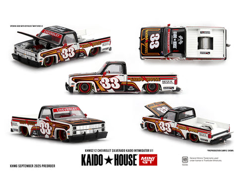 Kaido House x Mini GT Chevrolet Silverado KAIDO Intimidator V1 – White with Brown - Unrivaled USA