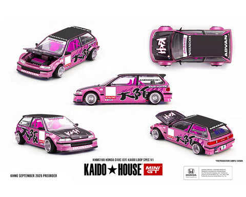 Kaido House x Mini GT Honda Civic (EF) Kaido Loop Spec V1 – Pink - Unrivaled USA
