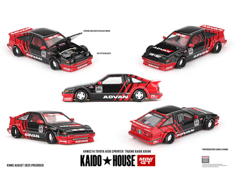Kaido House x Mini GT Toyota AE86 Sprinter Trueno Kaido ADVAN – Red/Black - Unrivaled USA