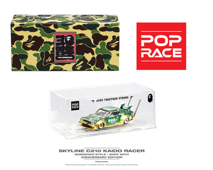Pop Race 1:64 Nissan Skyline C210 Kaido Racer Bosozuko Style – Bape 30th Anniversary Edition - Unrivaled USA