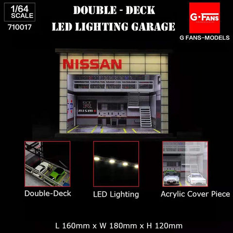 G-Fans 1:64 Scale Illuminated Diorama Model - Double-Deck Nissan Themed - Unrivaled USA