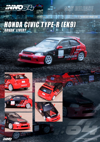 Inno64 1:64 Honda Civic Type-R (EK9) Advan Livery - Unrivaled USA