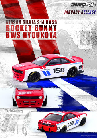 Inno64 1:64 Nissan Silvia S14 Rocket Bunny Boss "BWS Hyoukoya" - Unrivaled USA