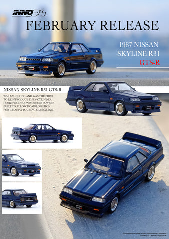 Inno64 1:64 Nissan Skyline GTS-R (R31) in Dark Blue - Unrivaled USA