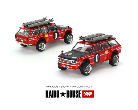 Kaido House x Mini GT 1:64 Datsun 510 Wagon Kaido GT Surf Safari RS V2 – Red – Limited Edition - Unrivaled USA