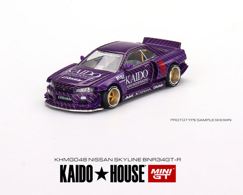 Kaido House x Mini GT 1:64 Nissan Skyline GT-R (R34) Kaido Works V1 (Purple) Limited Edition - Unrivaled USA