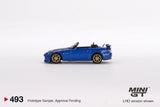 Mini GT 1:64 Honda S2000 AP2 Mugen (Monte Carlo Blue Pearl) - Unrivaled USA