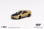 Mini GT 1:64 Japan Exclusive Top Secret Nissan Skyline GT-R VR32 Top Secret Gold – RHD - Unrivaled USA