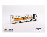 Mini GT 1:64 LB Racing Transport Mercedes Benz Actros with Nissan S15 Silvia Presentation - Unrivaled USA