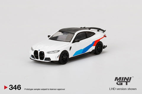 Mini GT 1:64 MiJo Exclusive BMW M4 M-Performance (G82) Alpine White - Unrivaled USA