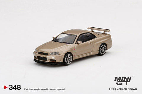 Mini GT 1:64 MiJo Exclusive Nissan Skyline GT-R R34 M Spec Silica Breath - Unrivaled USA