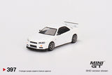 Mini GT 1:64 MiJo Exclusives Nissan Skyline GT-R (R34) V-Spec N1 White - Unrivaled USA
