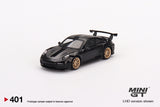 Mini GT 1:64 MiJo Exclusives Porsche 911 (991) GT2 RS Weissach Package Black - Unrivaled USA