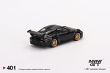 Mini GT 1:64 MiJo Exclusives Porsche 911 (991) GT2 RS Weissach Package Black - Unrivaled USA