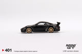 Mini GT 1:64 MiJo Exclusives Porsche 911 (991) GT2 RS Weissach Package Black - Unrivaled USA