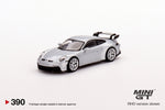 Mini GT 1:64 MiJo Exclusives Porsche 911 (992) GT3 GT Silver Metallic - Unrivaled USA