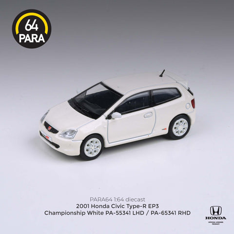Para64 1:64 2001 Honda Civic Type-R EP3 – Championship White LHD - Unrivaled USA