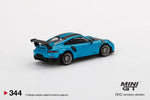 Mini GT 1:64 Mijo Exclusives Porsche 991 GT2 RS Weissach Package Miami Blue - Unrivaled USA
