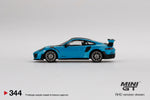 Mini GT 1:64 Mijo Exclusives Porsche 991 GT2 RS Weissach Package Miami Blue - Unrivaled USA