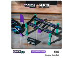 Tarmac Works 1:64 HKS Garage Tools Set 4 Post Lift With Stickers Included - PARTS64 - Unrivaled USA