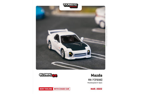 Tarmac Works 1:64 Mazda RX-7 (FD3S) Mazdaspeed A-Spec in Chaste White - GLOBAL64 - Unrivaled USA