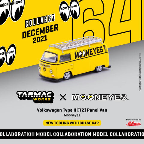 Tarmac Works x Mooneyes 1:64 Volkswagen Type II (T2) Panel Van with Roof Rack - COLLAB64 - Unrivaled USA