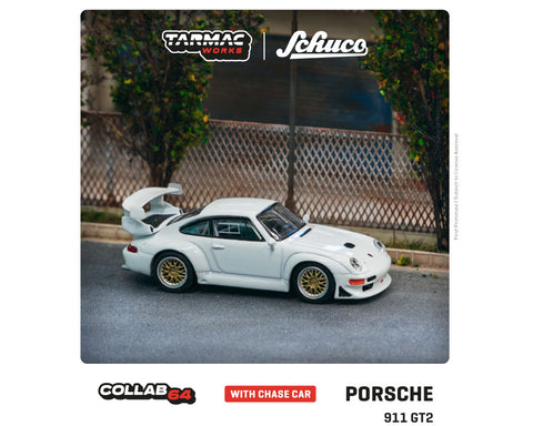 Tarmac Works x Schuco 1:64 Porsche 911 GT2 White - COLLAB64 - Unrivaled USA