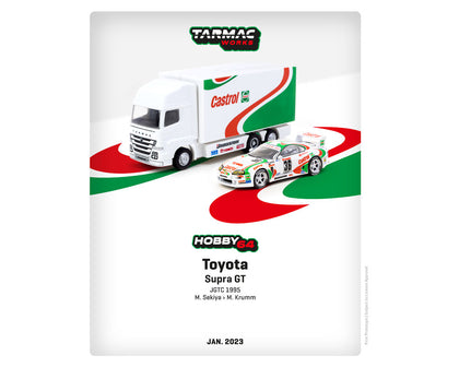 Tarmac Works 1:64 Castrol Toyota Supra GT JGTC 1995 M. Sekiya / M. Krumm with Truck Packaging- HOBBY64 - Unrivaled USA