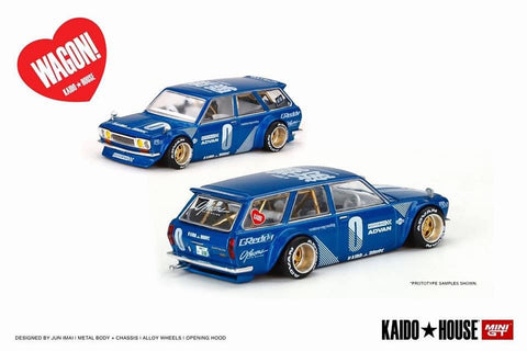 Kaido House (KaidoHouse) X Mini GT 1:64 MiJo Exclusive Limited Edition Datsun 510 Wagon (Blue) - Unrivaled USA