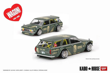 Kaido House (KaidoHouse) X Mini GT 1:64 MiJo Exclusive Limited Edition Datsun 510 Wagon (Green) - Unrivaled USA